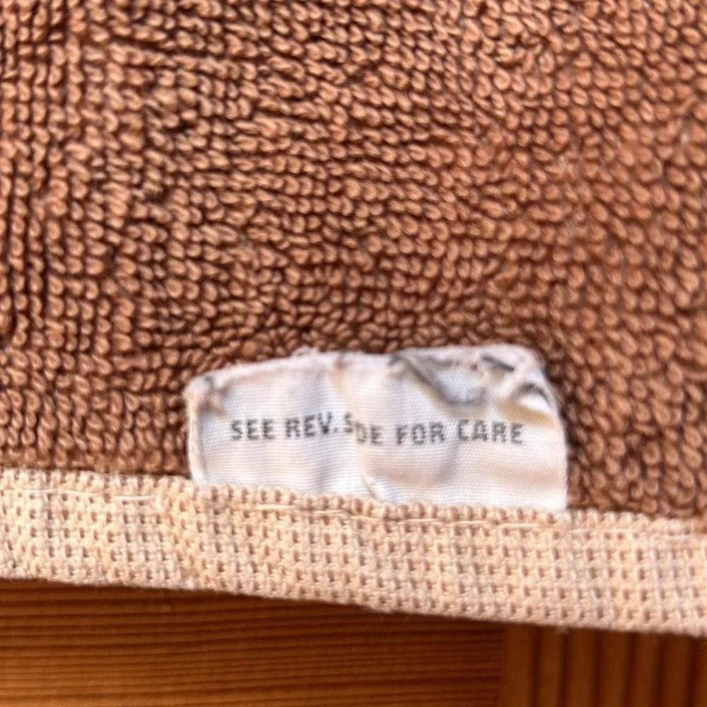 VTG 70s Yves Saint Laurent YSL Luxury Bath Towel Logo Brown/Beige Geometric Mod